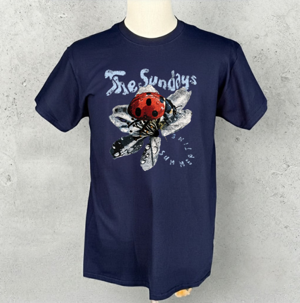 The Sundays Summer Time Ladybug Flower Indie Rock Band Vintage Navy T-Shirt